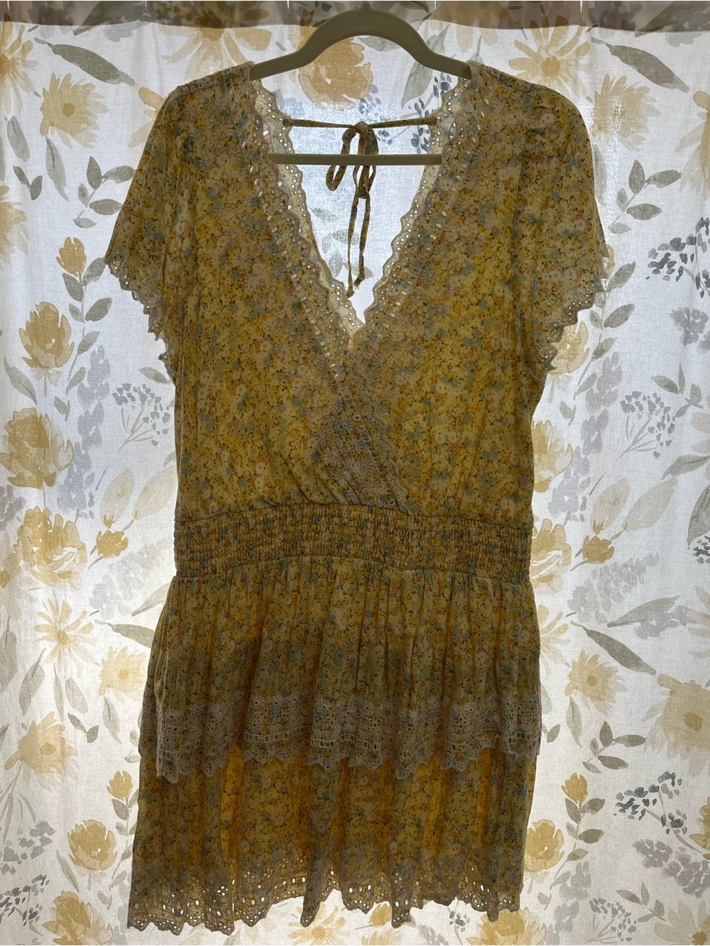 American Eagle Outfitters Mustard Floral Mini Dress